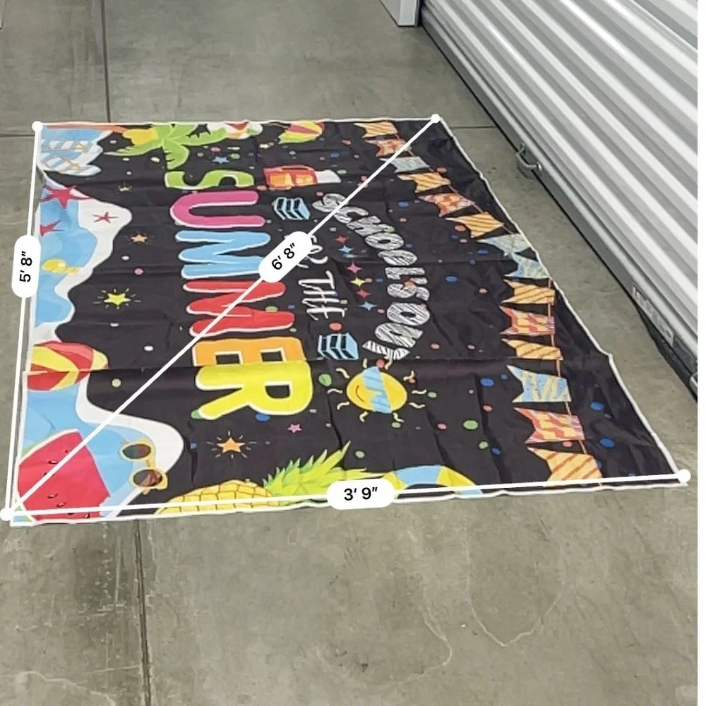 Schools Out For The‎ Summer Banner Large Beach Theme Graduation Party Backdrop